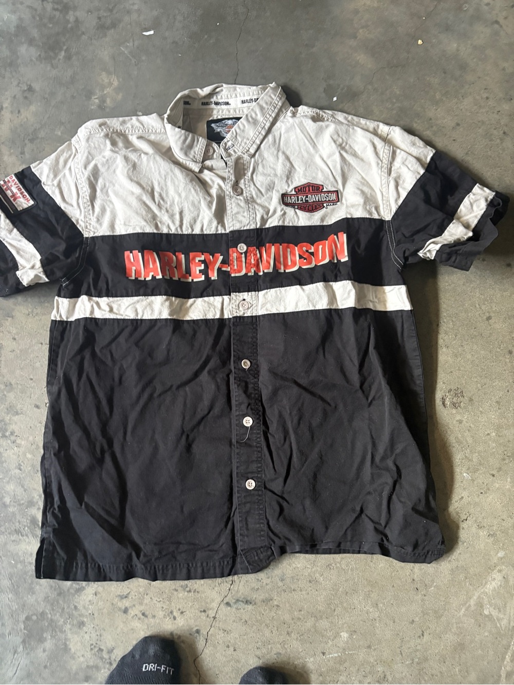 Harley-Davidson Men’s Black, Cream & Red Racing Button-Up Jacket
